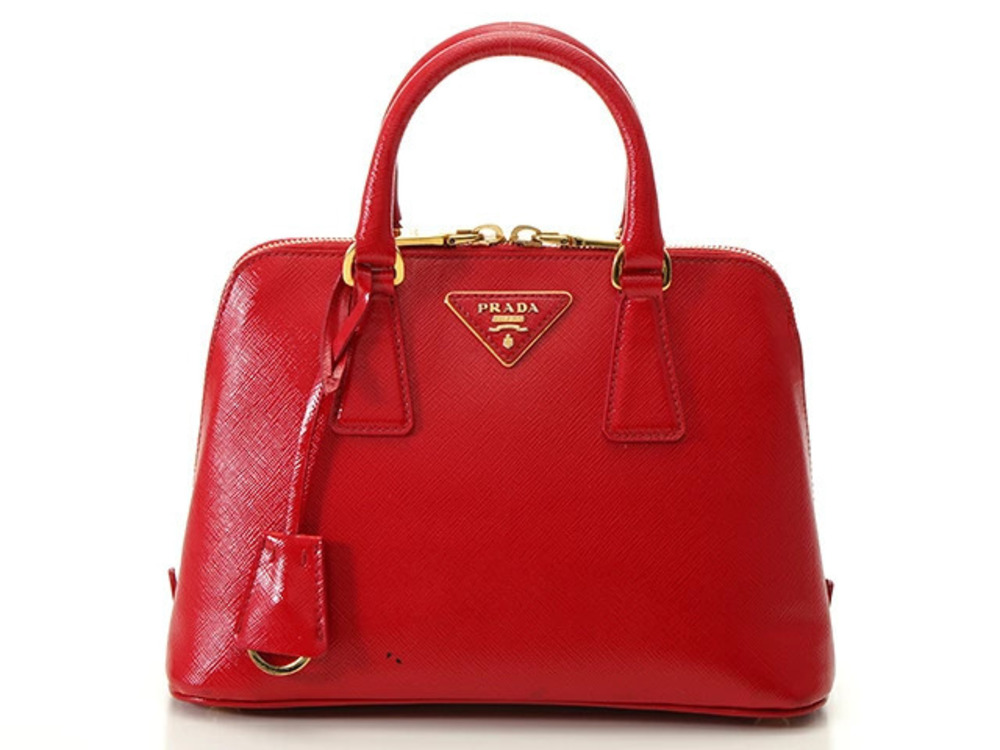 Prada Saffiano handbag red Patent Vernis calfskin